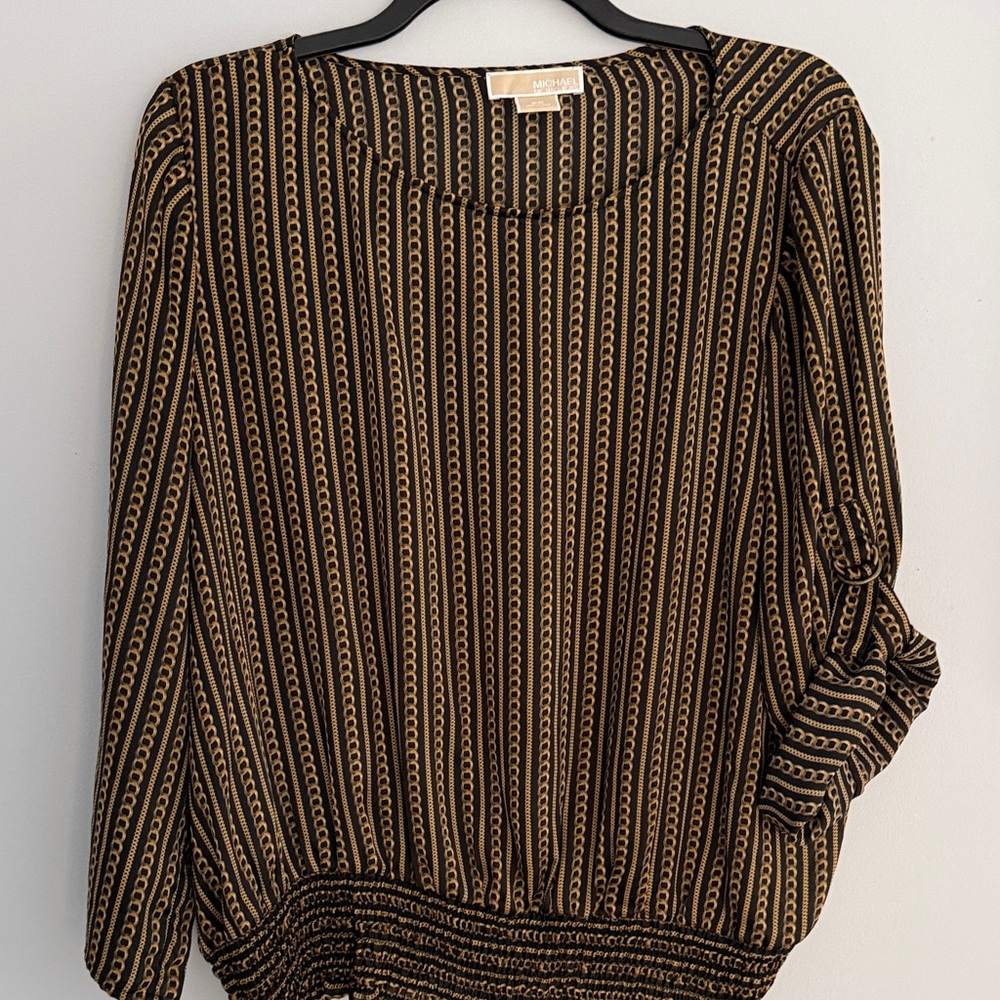 MICHAEL Michael Kors Black and Gold Patterned Blouse